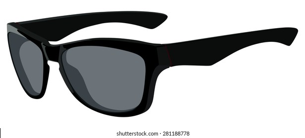 Black Sunglasses Side View On A White Background