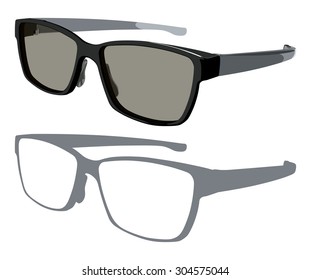 Black Sunglasses Side View On A White Background