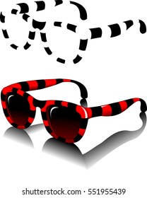 Black sunglasses side view on a white background
