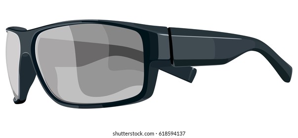 Black Sunglasses Side View On A White Background