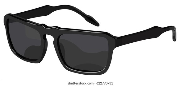 Black sunglasses side view on a white background