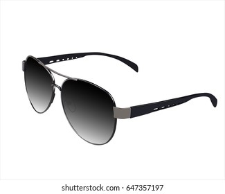 Black Sunglasses Side View On A White Background