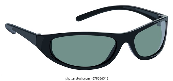 Black Sunglasses Side View On A White Background