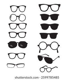 Black sunglasses silhouette set. Vector EPS10