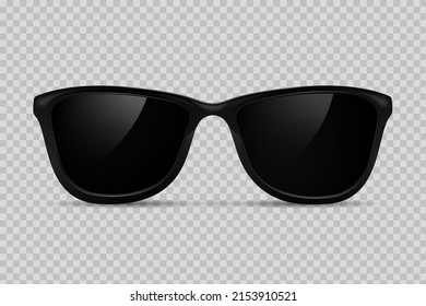 Black sunglasses without temples isolated. Plastic glasses with lenses to improve vision and reading stylish eye protection and trendy vector accessory