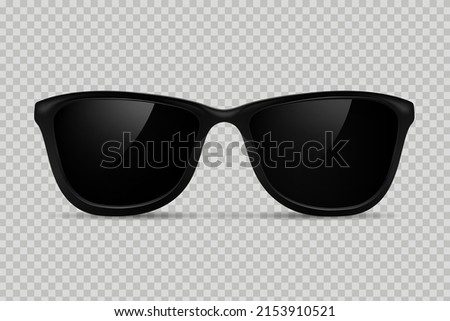 Black sunglasses without temples isolated. Plastic glasses with lenses to improve vision and reading stylish eye protection and trendy vector accessory