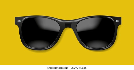 Black Sunglasses With Yellow Background With Gradient Mesh, Vector Illustration