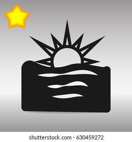 black sunrise Icon button logo symbol concept high quality on the gray background