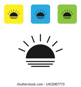 Black Sunset icon isolated on white background. Set icons colorful square buttons. Vector Illustration