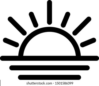 Black Sunset icon isolated on white background.  Vector Illustration