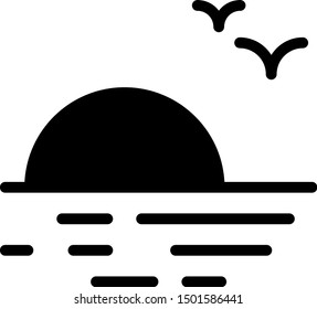Black Sunset icon isolated on white background.  Vector Illustration