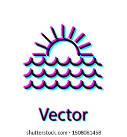 Black Sunset icon isolated on white background.  Vector Illustration