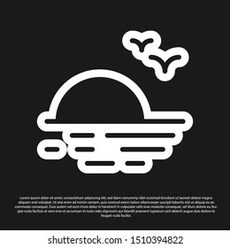 Black Sunset icon isolated on black background.  Vector Illustration