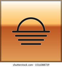 Black Sunset icon isolated on gold background.  Vector Illustration