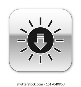 Black Sunset icon isolated on white background. Silver square button. Vector Illustration