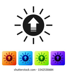 Black Sunset icon isolated on white background. Set icons in color square buttons. Vector Illustration