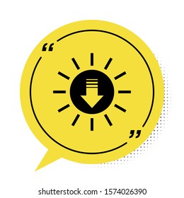 Black Sunset icon isolated on white background. Yellow speech bubble symbol. Vector Illustration