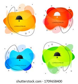 Black Sunset icon isolated on white background. Abstract banner with liquid shapes. Vector Illustration