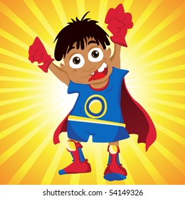 Black Super hero Boy. Editable Vector Illustration