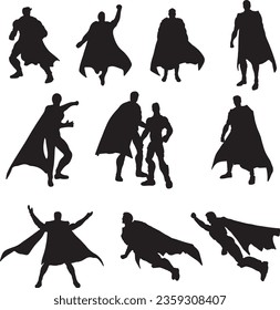 Black Superman silhouette vector art.