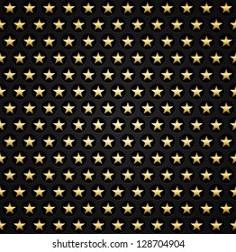 Black surface with golden stars ornament vector background