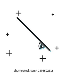 Black Surfboard icon isolated on white background. Surfing board. Extreme sport. Sport equipment.  Vector Illustration