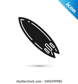 Black Surfboard icon isolated on white background. Surfing board. Extreme sport. Sport equipment.  Vector Illustration