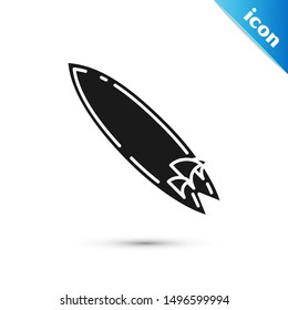 Black Surfboard icon isolated on white background. Surfing board. Extreme sport. Sport equipment.  Vector Illustration
