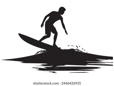 Black surfers with surfboards vector silhouettes set isolated on white background