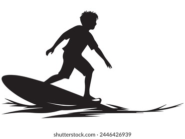 Black surfers with surfboards vector silhouettes set isolated on white background