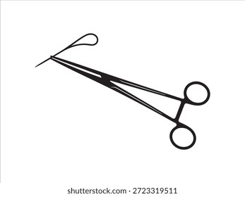 Pinzas quirúrgicas negras con bucle sobre fondo blanco hemostato de pinza de instrumento médico