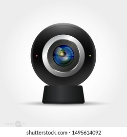 Black surveillance camera design. vector