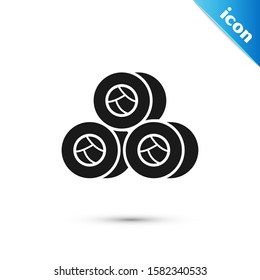 Black Sushi icon isolated on white background. Traditional Japanese food.  Vector Illustration