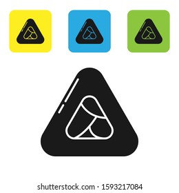 Black Sushi icon isolated on white background. Traditional Japanese food. Set icons colorful square buttons. Vector Illustration