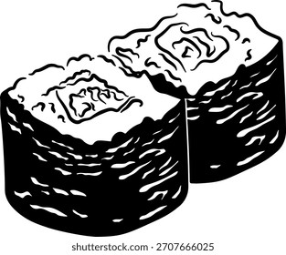 Schwarzes Sushi-Symbol ohne Hintergrund
