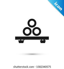 Black Sushi on cutting board icon isolated on white background. Asian food sushi on wooden board.  Vector Illustration