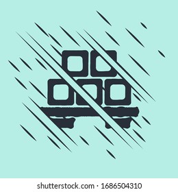 Black Sushi on cutting board icon isolated on green background. Asian food sushi on wooden board. Glitch style. Vector Illustration