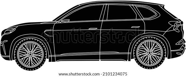 Black SUV car, side view,
togg