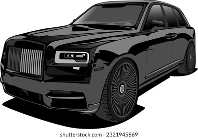 black suv luxury performance supercar sports car side view wheels vector illustration