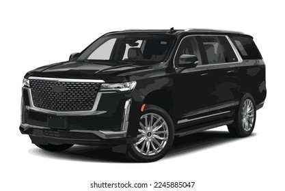 Black SUV Offroad 3d car Cadillac escalade Modern off road Famous world brand vehicles produced  United States America automobile manufacturer art design vector isolated white background