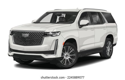 Black SUV Offroad 3d car Cadillac escalade Modern off road Famous world brand vehicles produced  United States America automobile manufacturer art design vector isolated white background