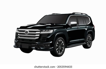Black SUV Offroad car Toyota Land Cruiser Prado Modern off road Famous world brand  vehicles produced by the Japanese automobile manufacturer Toyota. art design vector