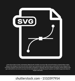 Black SVG file document. Download svg button icon isolated on black background. SVG file symbol.  Vector Illustration