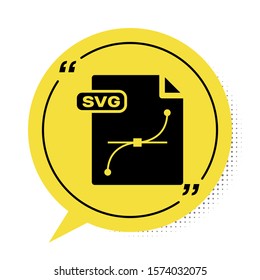 Black SVG file document. Download svg button icon isolated on white background. SVG file symbol. Yellow speech bubble symbol. Vector Illustration