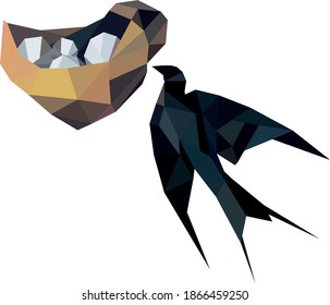 
las moscas de golondrina negra en su nido