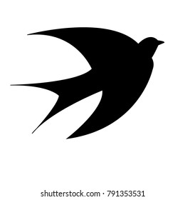 black swallow icon - vector illustration