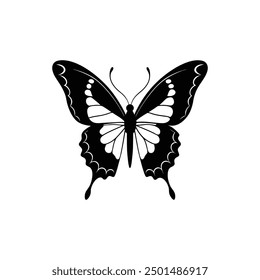 black swallowtail butterfly silhouette vector Design Black and White Color