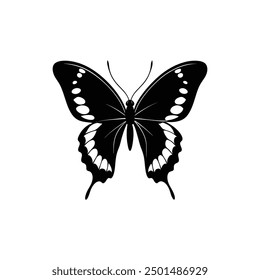 black swallowtail butterfly silhouette vector Design Black and White Color