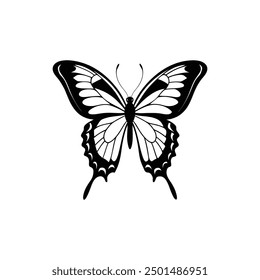 black swallowtail butterfly silhouette vector Design Black and White Color