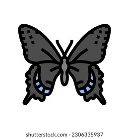 black swallowtail spring color icon vector. black swallowtail spring sign. isolated symbol illustration